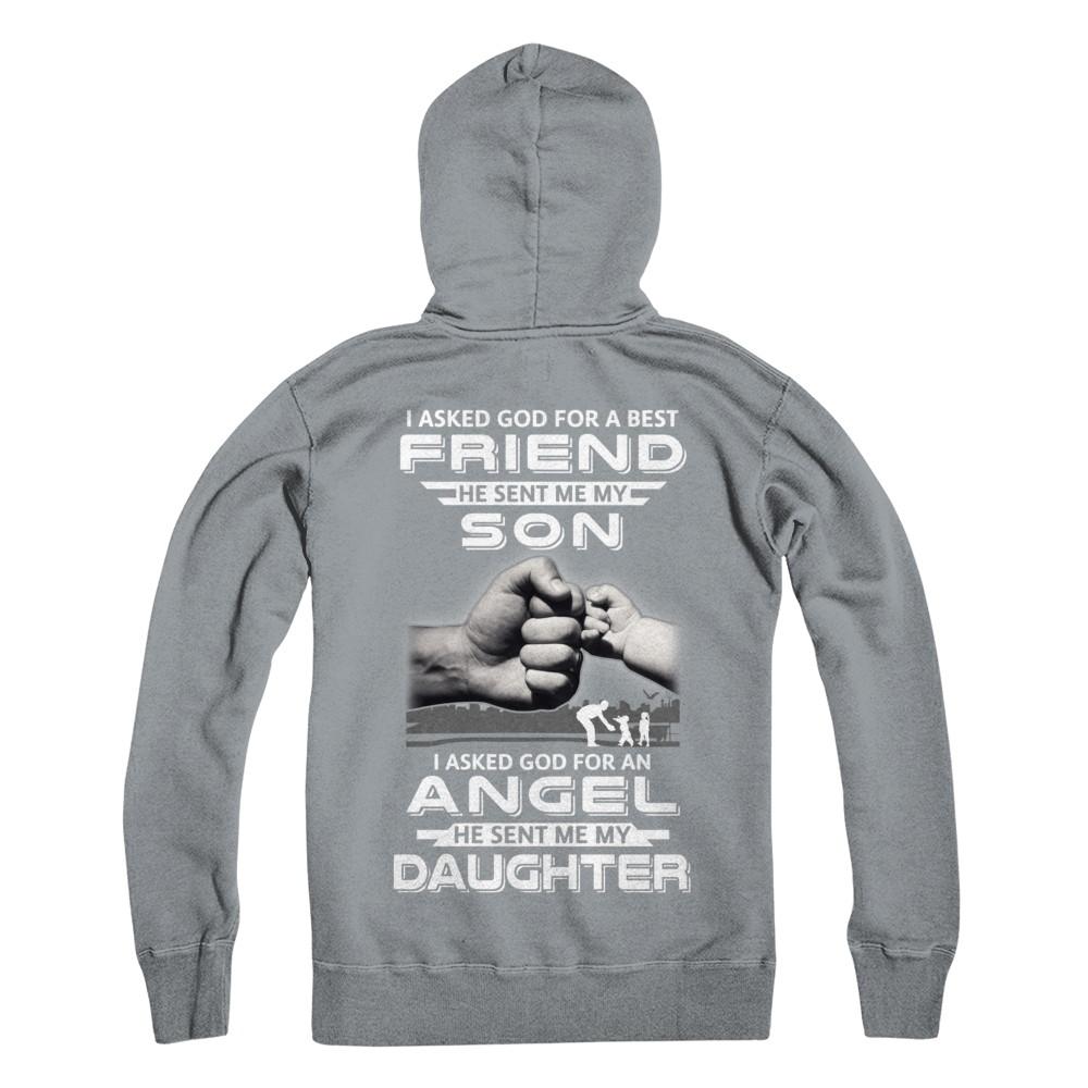 I Asked God For A Best Friend He Sent Me My Son And Angel Daughter-T-Shirt & Hoodie-Pullover Hoodie-Light Steel