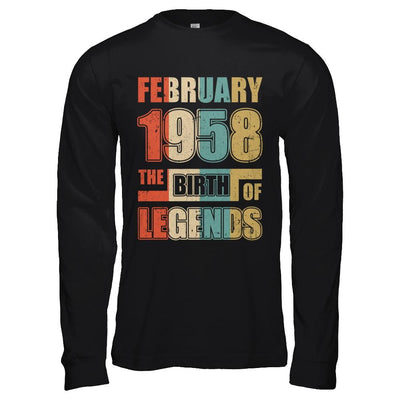 Vintage Retro February 1958 Birth Of Legends 63th Birthday-T-Shirt & Hoodie-Long Sleeve T-Shirt-Black