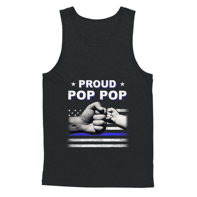 Proud Pop Pop Police Thin Blue Line Flag Fathers Day-T-Shirt & Hoodie-Unisex Tank-Black