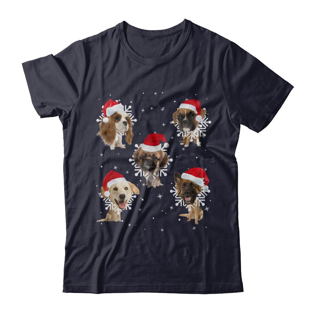 Cute Dog's Christmas Snowflakes Cat Claus-T-Shirt & Sweatshirt-Premium T-Shirt-Midnight Navy