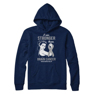 I Am Stronger Than Brain Cancer Awareness Support-T-Shirt & Hoodie-Pullover Hoodie-Navy