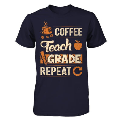 Coffee Teach Grade Repeat-T-Shirt & Hoodie-Premium T-Shirt-Midnight Navy