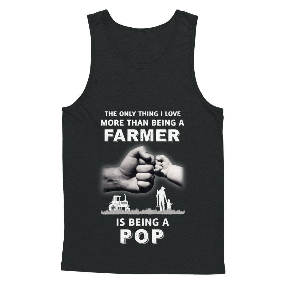 Love More Than Farmer Being A Pop Fathers Day-T-Shirt & Hoodie-Unisex Tank-Black