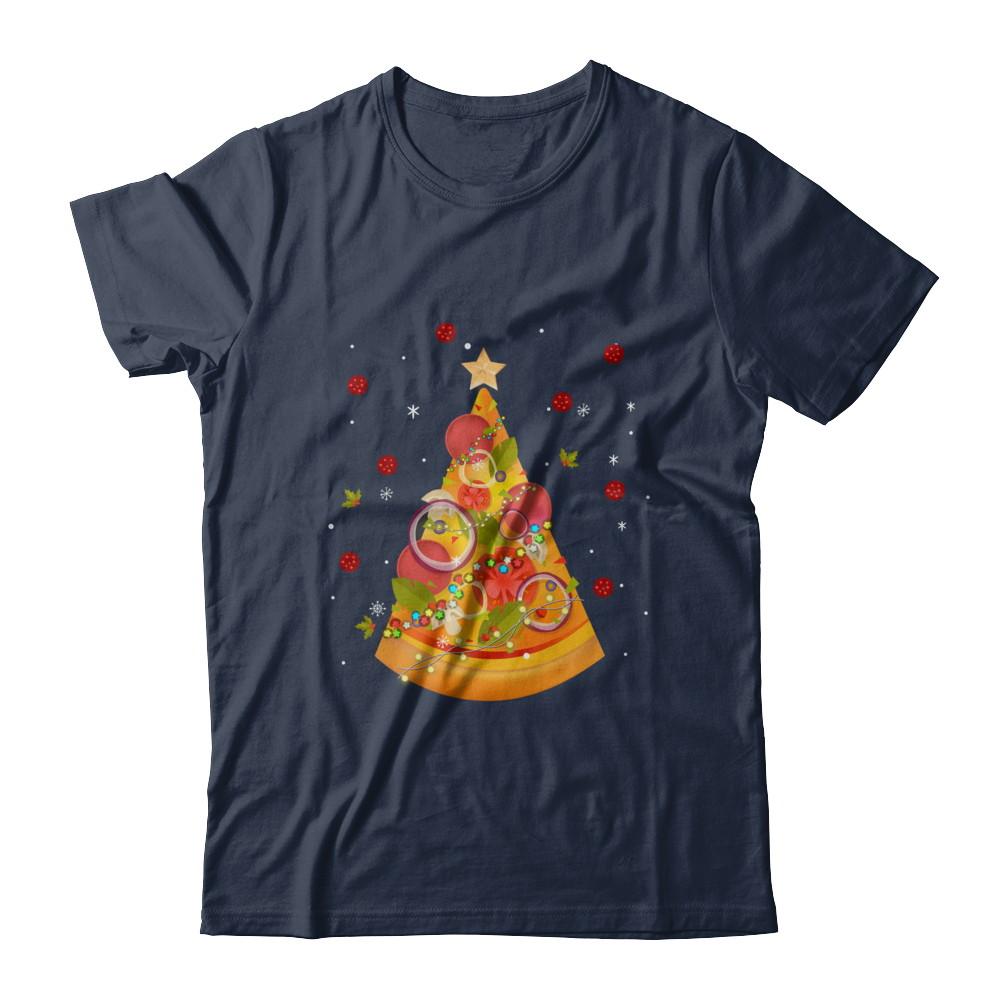Funny Pizza Ugly Christmas Tree Gifts-T-Shirt & Sweatshirt-Classic T-Shirt-Navy