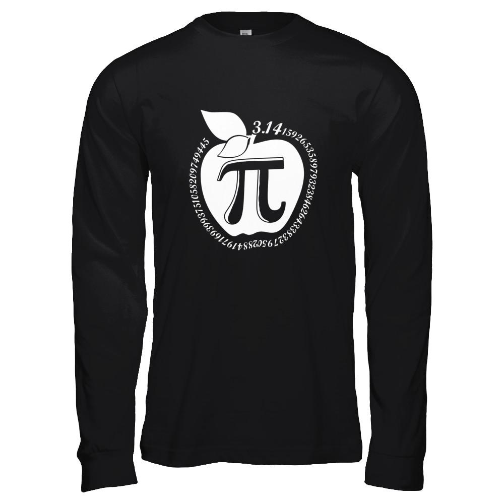 Apple Pi Math Happy Pi Day Teacher-T-Shirt & Hoodie-Long Sleeve T-Shirt-Black