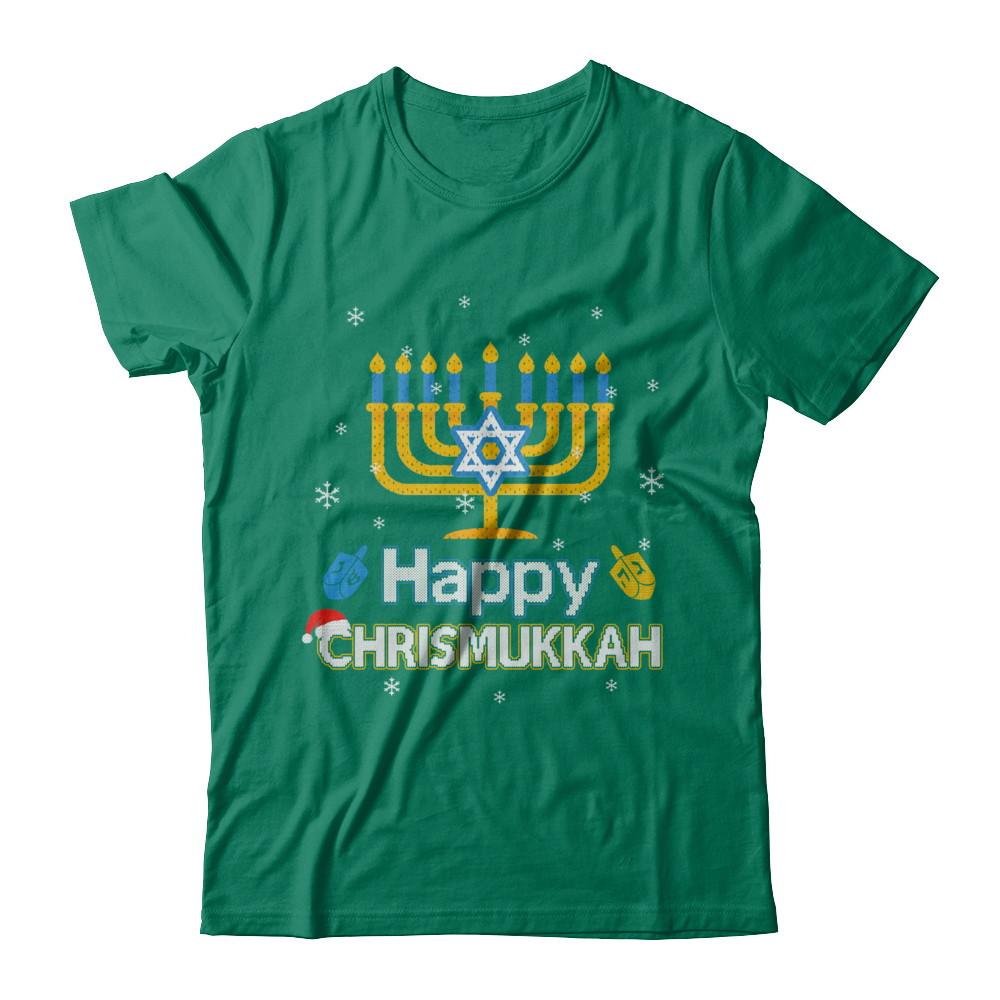 Happy Chrismukkah Ugly Hanukkah Christmas Sweater-T-Shirt & Sweatshirt-Classic T-Shirt-Kelly Green