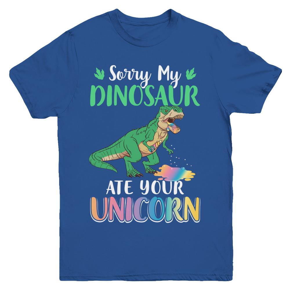 Sorry My Dinosaur Ate Your Unicorn T-Rex Youth-Youth Shirt-Youth T-Shirt-Royal