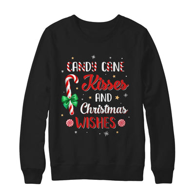 Candy Cane Kisses And Christmas Wishes Gifts-T-Shirt & Sweatshirt-Crewneck Sweatshirt-Black