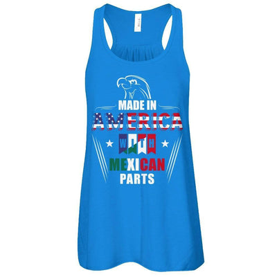Made In America With Mexican Part-T-Shirt & Hoodie-Women's Flowy Racerback Tank-True Royal