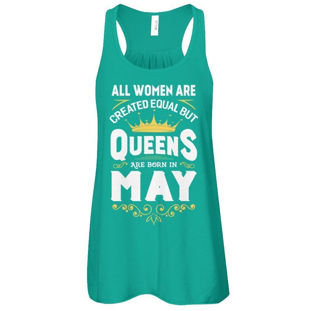 All Women Are Created Equal But Queens Are Born In May-T-Shirt & Tank Top-Women's Flowy Racerback Tank-Kelly