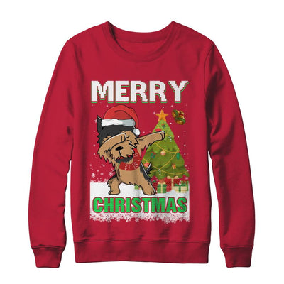 Cute Yorkshire Terrier Claus Merry Christmas Ugly Sweater-T-Shirt & Sweatshirt-Crewneck Sweatshirt-Red