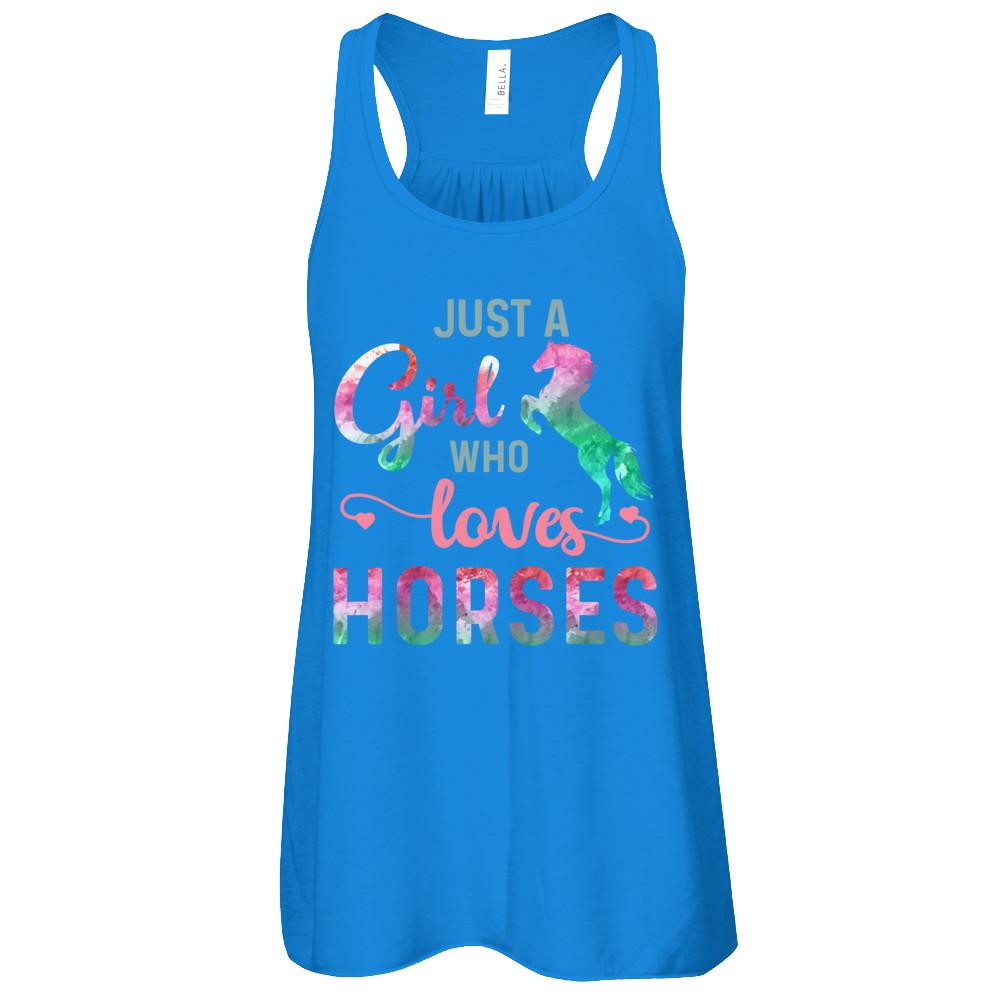 Just A Girl Who Loves Horses Horse Lover-T-Shirt & Tank Top-Women's Flowy Racerback Tank-True Royal