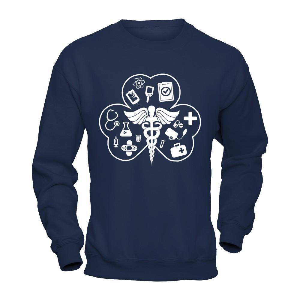 Nurses Happy Saint Patricks Day-T-Shirt & Hoodie-Crewneck Sweatshirt-Navy
