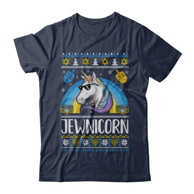 Jewnicorn Funny Jewish Unicorn Hanukkah Chanukah Sweater-T-Shirt & Sweatshirt-Classic T-Shirt-Navy