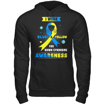 I Wear Blue And Yellow For Down Syndrome Awareness-T-Shirt & Hoodie-Pullover Hoodie-Black