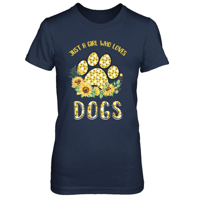 Just A Girl Who Loves Dogs And Sunflowers-T-Shirt & Hoodie-Women's T-Shirt-Navy