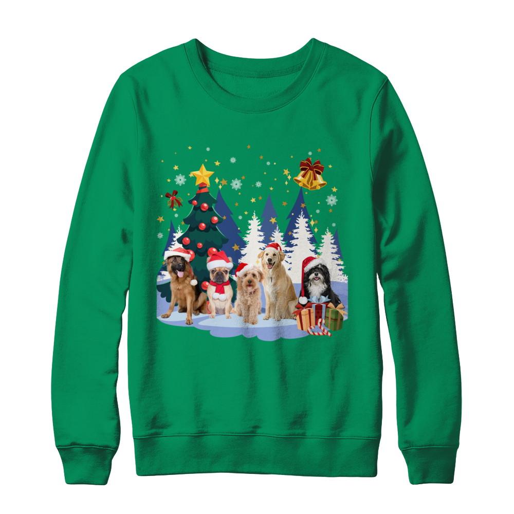 Cute Dogs Claus Christmas-T-Shirt & Sweatshirt-Crewneck Sweatshirt-Irish Green