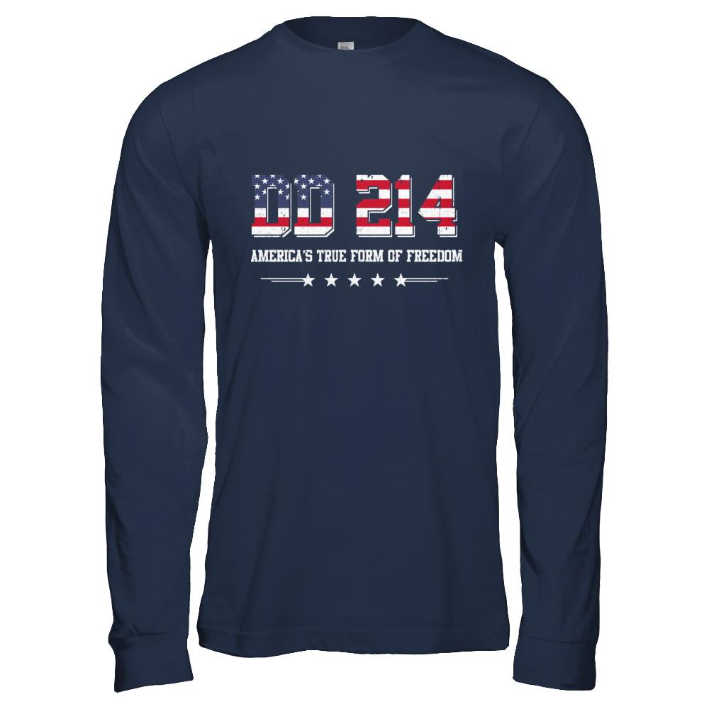Dd-214 America's True Form Of Freedom Veteran-T-Shirt & Hoodie-Long Sleeve T-Shirt-Navy