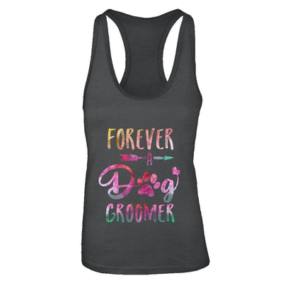 Dog Paw Hairstylist Forever A Dog Groomer For Women-T-Shirt & Tank Top-Women's Ideal Racerback Tank-Black