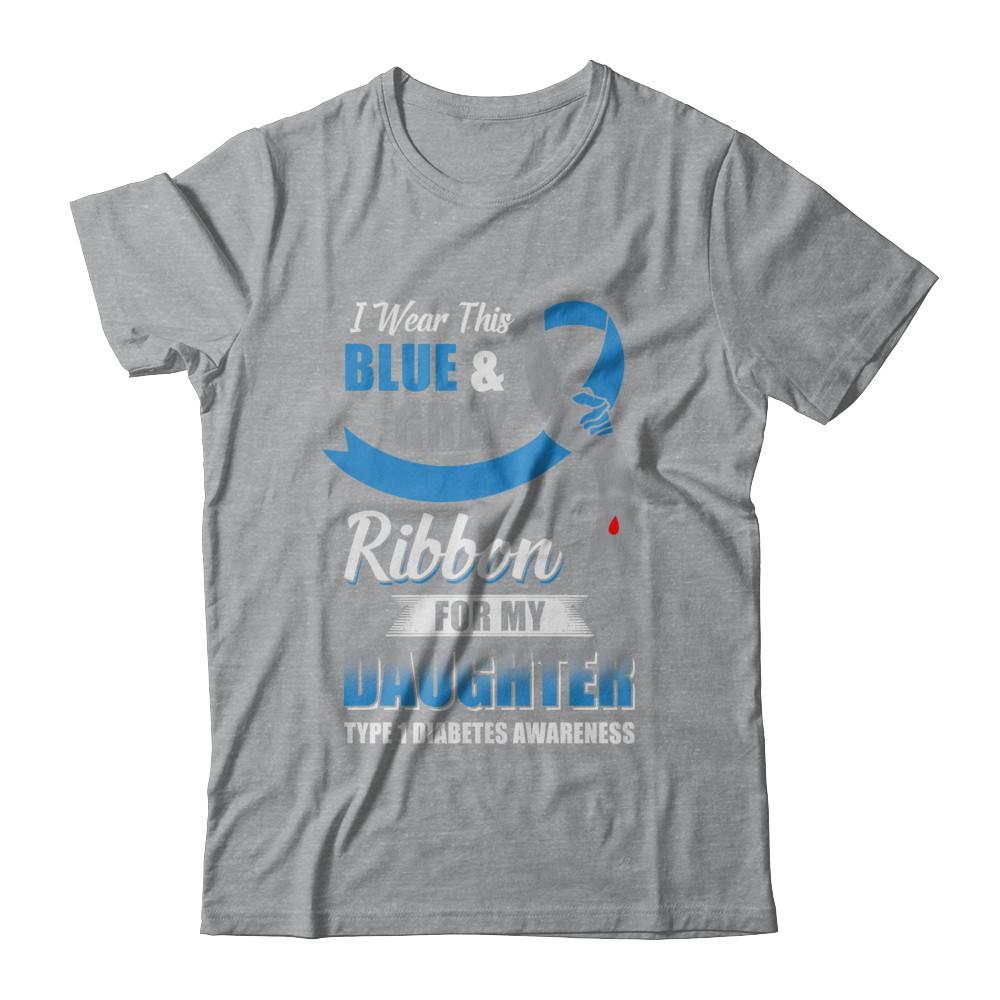 I Wear Blue And Gray For My Daughter Diabetes Awareness-T-Shirt & Hoodie-Classic T-Shirt-Sport Grey