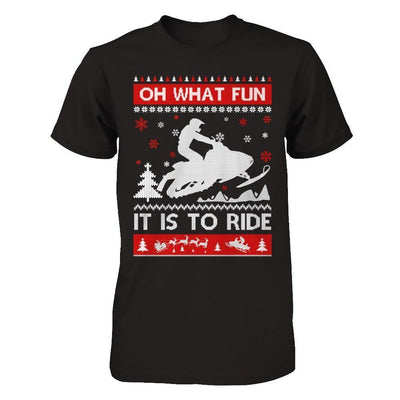 Snowmobile Sweater Christmas Oh What Fun It Is To Ride-T-Shirt & Hoodie-Premium T-Shirt-Black