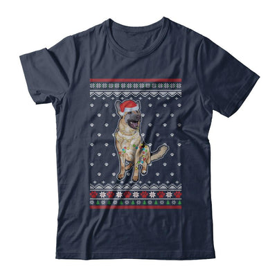 German Shepherd Christmas Ugly Sweater Lights Dog Xmas Gift-T-Shirt & Sweatshirt-Classic T-Shirt-Navy