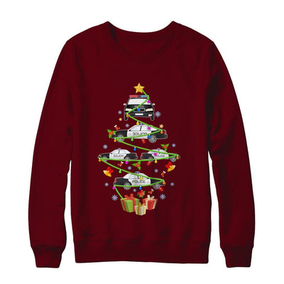 Police Officer Car Christmas Tree Ornament Decor Gift-T-Shirt & Sweatshirt-Crewneck Sweatshirt-Maroon