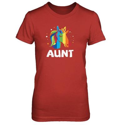 LGBT Pride Lesbian Gay Proud Aunt Unicorn-T-Shirt & Tank Top-Women's T-Shirt-Red