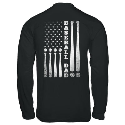 American Flag Vintage Baseball Dad Father's Day-T-Shirt & Hoodie-Long Sleeve T-Shirt-Black