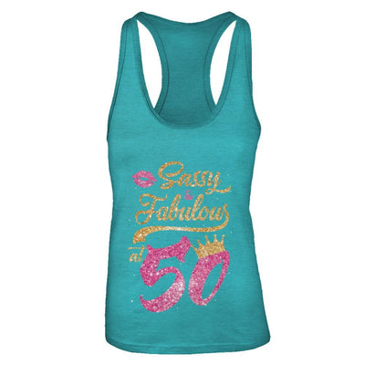Sassy And Fabulous At 50th 1971 Birthday Gift-T-Shirt & Tank Top-Women's Ideal Racerback Tank-Tahiti Blue