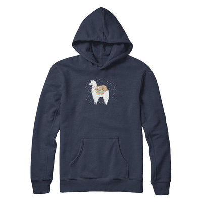 Funny Sloth Riding Llama Lover-T-Shirt & Tank Top-Pullover Hoodie-Navy