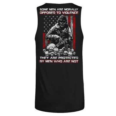 Veteran Men Opposed To Violence They Are Protected By Men Who Are Not-T-Shirt & Hoodie-Unisex Tank-Black