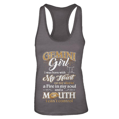 I'm A Gemini Girl Lipstick May June Funny Zodiac Birthday-T-Shirt & Tank Top-Women's Ideal Racerback Tank-Dark Grey
