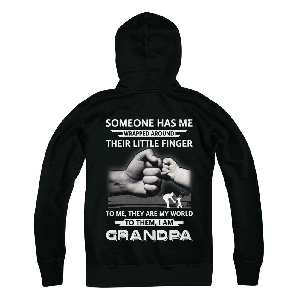 Someone Has Me Wrapped Around Their Little Finger Grandpa-T-Shirt & Hoodie-Pullover Hoodie-Black