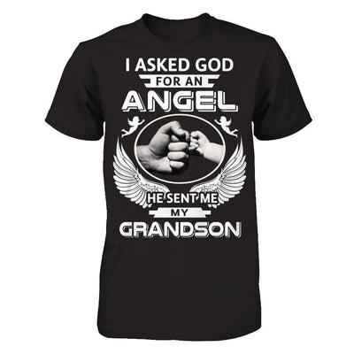 I Asked God For An Angel He Sent Me My Grandson-T-Shirt & Hoodie-Premium T-Shirt-Black