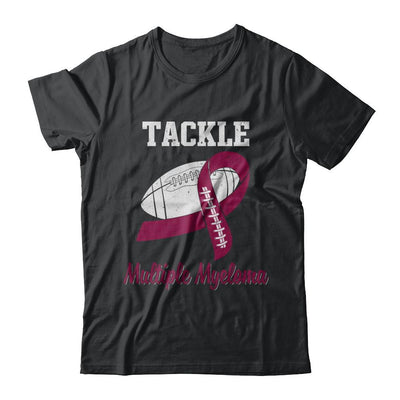 Football Survivor Tackle Burgundy Multiple Myeloma Awareness-T-Shirt & Hoodie-Classic T-Shirt-Black