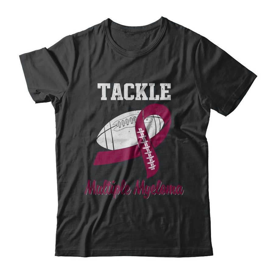 Football Survivor Tackle Burgundy Multiple Myeloma Awareness-T-Shirt & Hoodie-Classic T-Shirt-Black