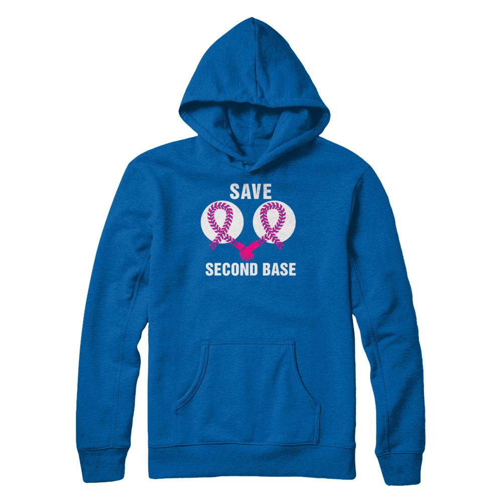 Save The Second Base Breast Cancer Awareness Baseball-T-Shirt & Hoodie-Pullover Hoodie-Royal
