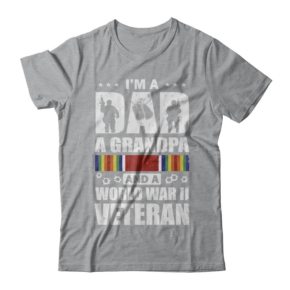 A Dad A Grandpa And A World War II Veteran Fathers Day-T-Shirt & Hoodie-Classic T-Shirt-Sport Grey