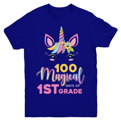 100 Magical Days Of 1St Grade School Unicorn Girl Gift Youth-Youth Shirt-Youth T-Shirt-Navy