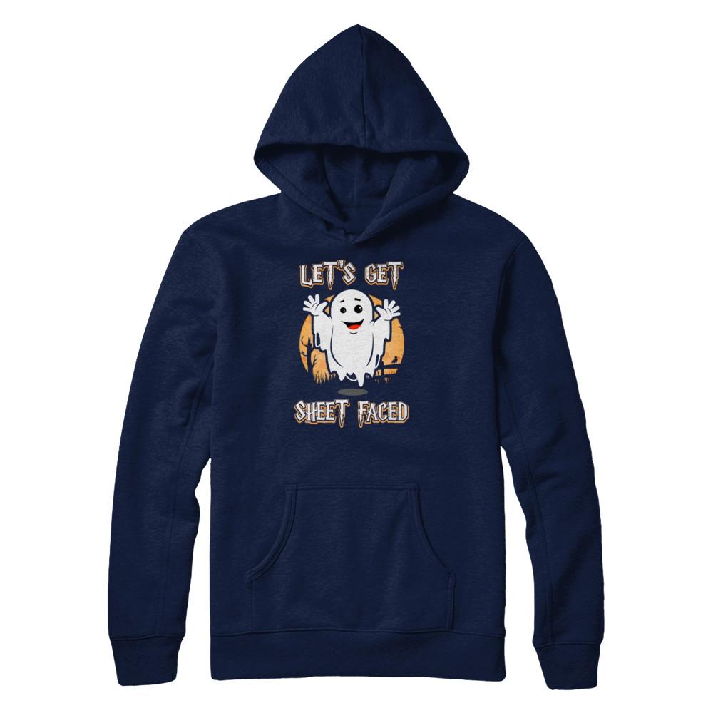 Halloween Let's Get Sheet Faced-T-Shirt & Tank Top-Pullover Hoodie-Navy