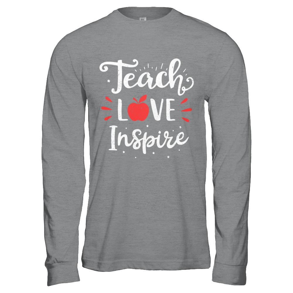 Teach Love Inspire Teacher Gifts-T-Shirt & Hoodie-Long Sleeve T-Shirt-Sport Grey