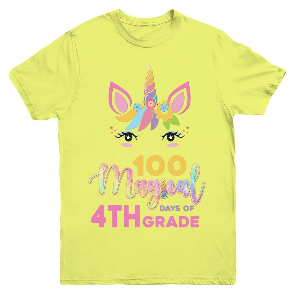 100 Magical Days Of 4Th Grade School Unicorn Girl Gift Youth-Youth Shirt-Youth T-Shirt-Daisy