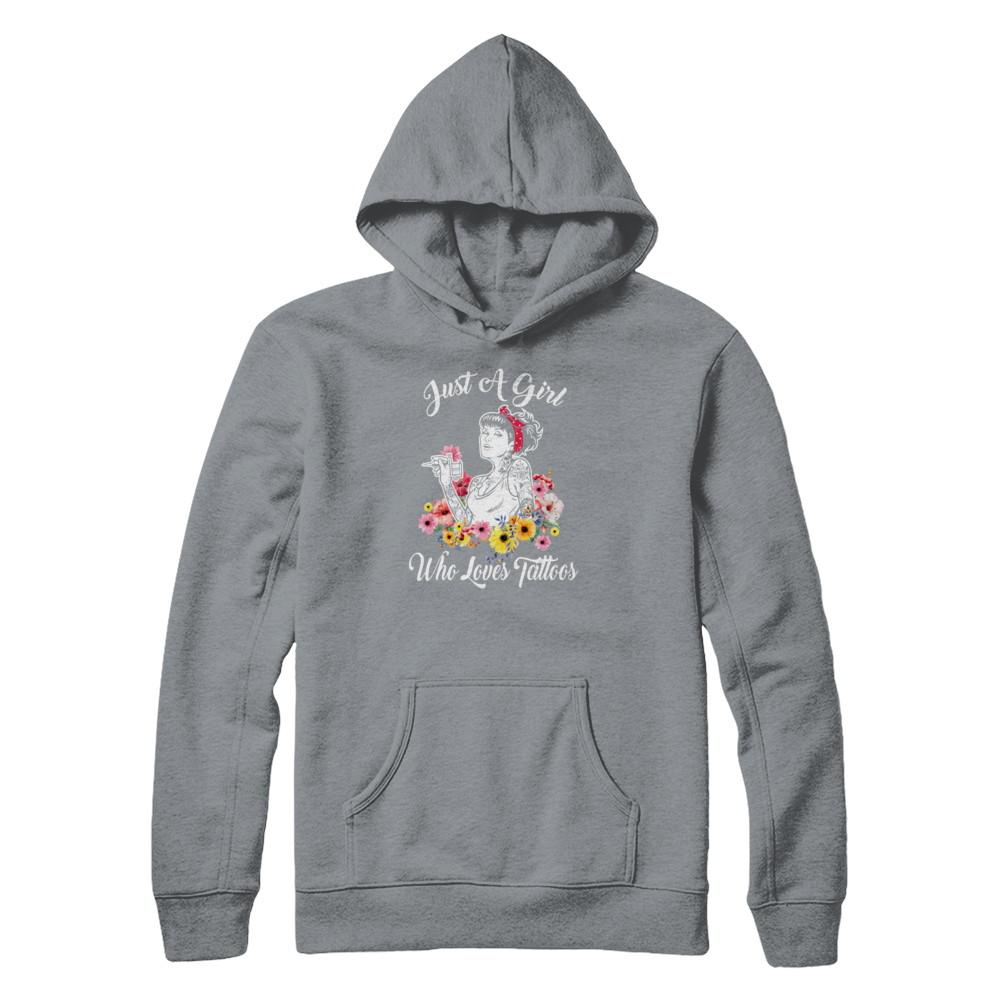 Just A Girl Who Loves Tattoos-T-Shirt & Tank Top-Pullover Hoodie-Light Steel