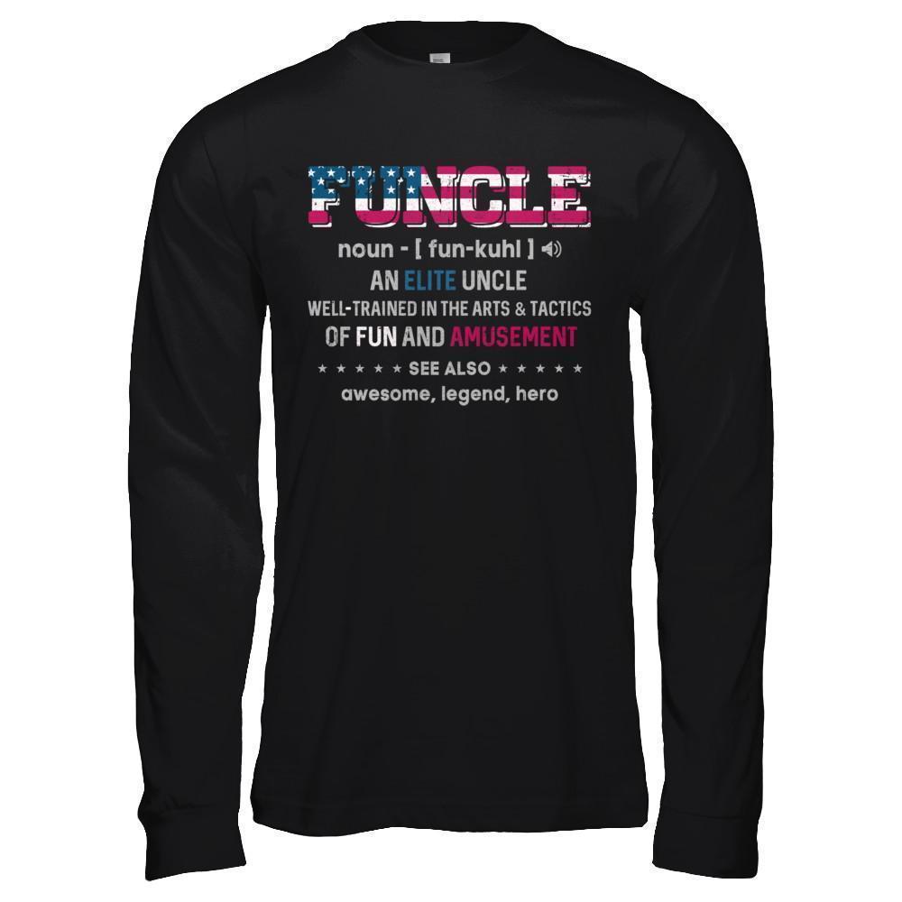 Veteran Funcle Fun Uncle Definition Military-T-Shirt & Hoodie-Long Sleeve T-Shirt-Black