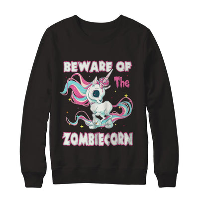 Beware Of The Zombiecorn Unicorn-T-Shirt & Sweatshirt-Crewneck Sweatshirt-Black
