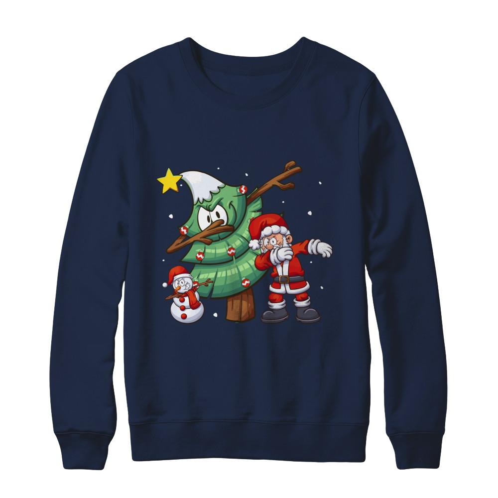 Dabbing Santa Through The Snow-T-Shirt & Sweatshirt-Crewneck Sweatshirt-Navy