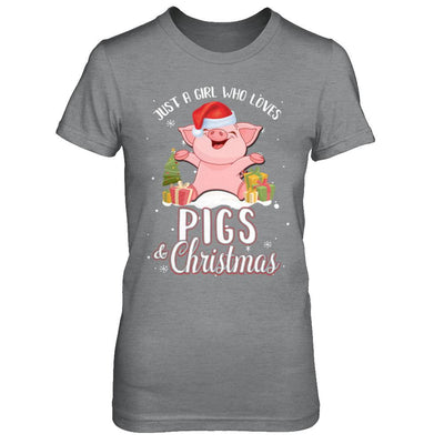 Just A Girl Who Loves Pigs And Christmas-T-Shirt & Sweatshirt-Women's T-Shirt-Sport Grey