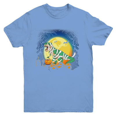 Halloween Pumpkin Dinosaur Gift For Kids Boys Girls Youth-Youth Shirt-Youth T-Shirt-Carolina Blue