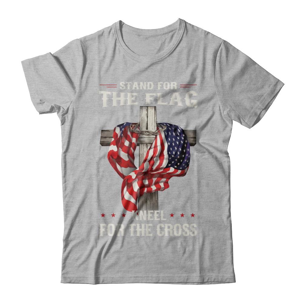 Stand For The Flag Kneel For The Cross-T-Shirt & Hoodie-Premium T-Shirt-Heather Gray